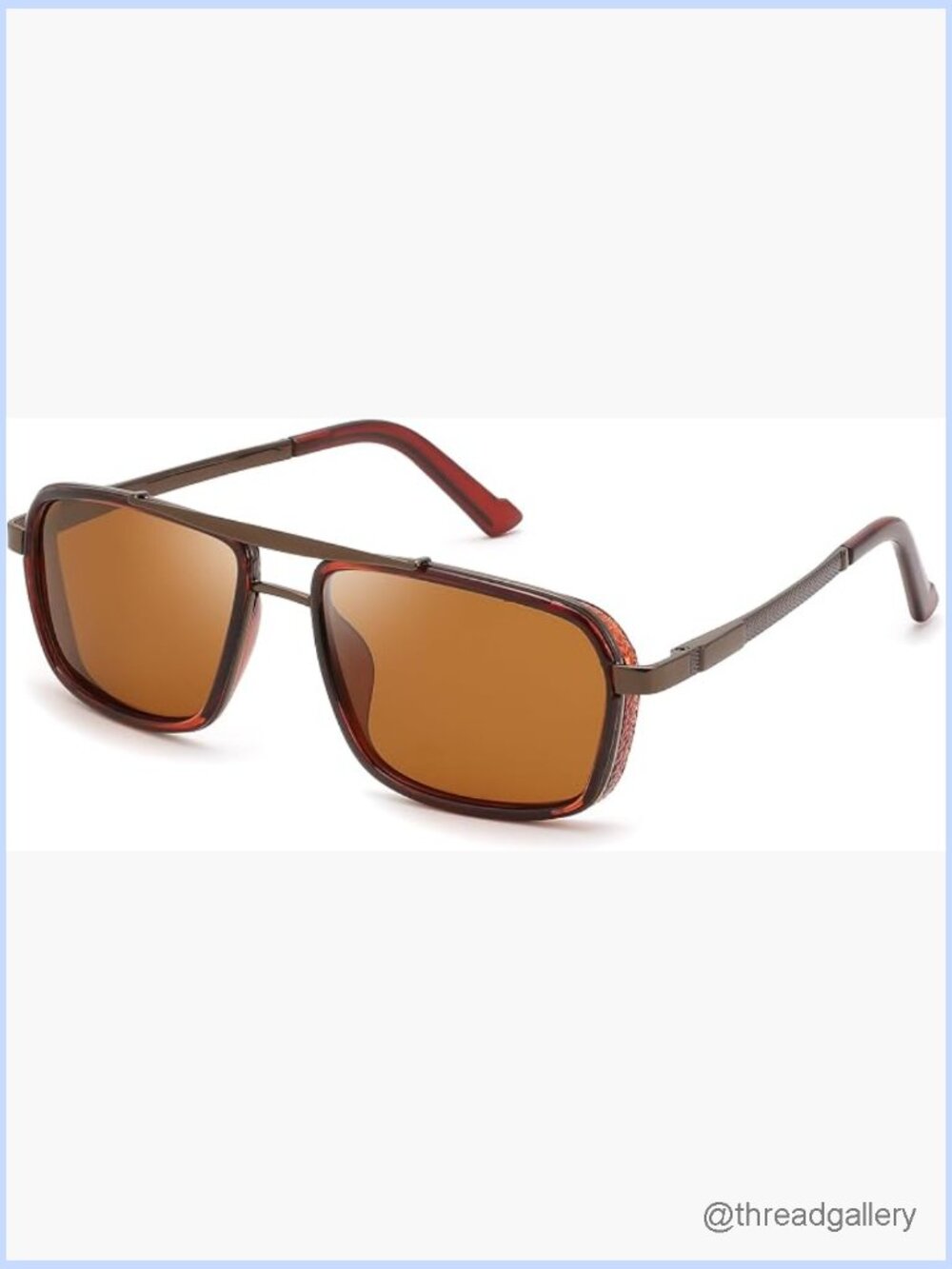 Retro Aviator Polarized Sunglasses Rectangle Metal Frame